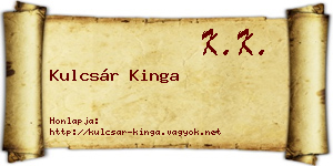 Kulcsár Kinga névjegykártya